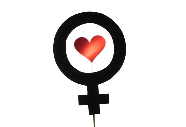 Zwarte Vrouw Vrouw Symbool Met Rood Hart Liefde Pictogram Feminisme — Stockfoto