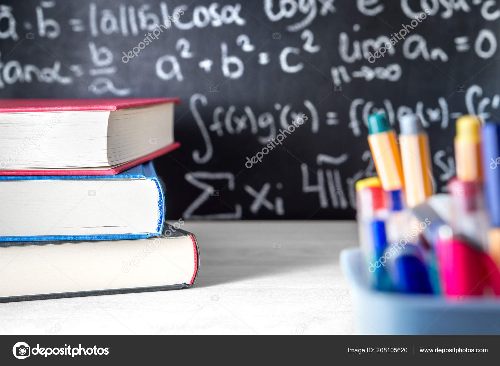 School Supplies Classroom Blackboard Chalkboard Class Teaching Lesson  Lecture Science Stock Photo by ©terovesalainen 208105620