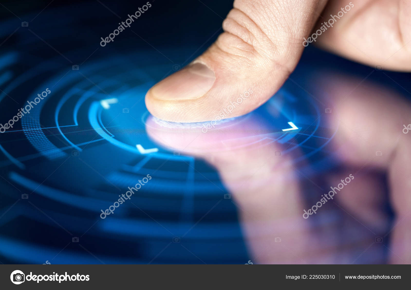 Fingerprint Recognition Technology Digital Biometric Cyber Security  Identification Finger Print Stock Photo by ©terovesalainen 225030310