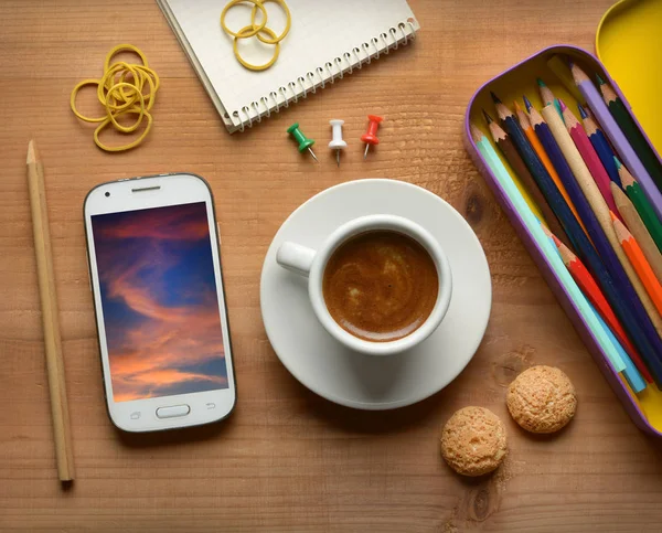 Een Kopje Koffie Nemen Tijdens Pauze Van Het Werk Closeup — Stockfoto