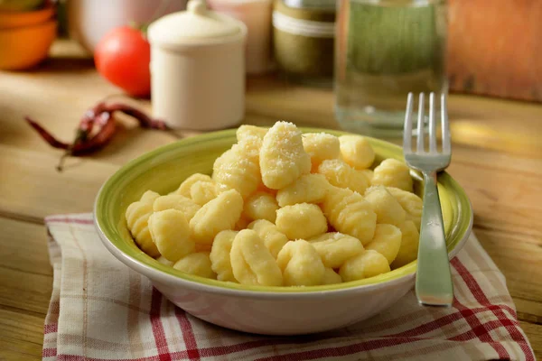 Nhoque Batata Com Queijo Parmesão Receita Italiana Close — Fotografia de Stock