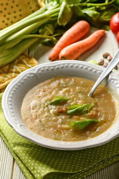 Míchané Zeleninové Polévky Přísadami Okolí Detailní — Stock fotografie