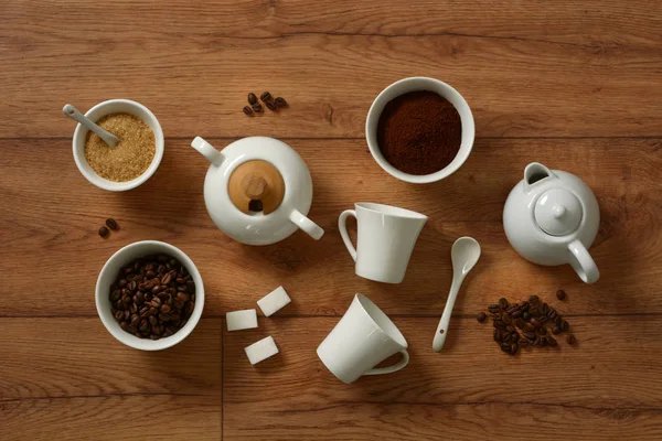 White Porcelain Coffee Set Italian Product Closeup — Stock Photo, Image