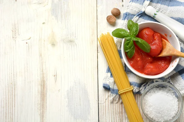 Italian Peeled Tomatoes White Bowl Closeup — Stock Photo, Image
