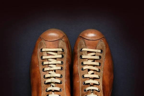 Кожаная Мужская Обувь Итальянская Мода Крупный План — стоковое фото