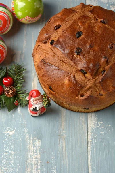 Panettone Traditional Italian Christmas Cake Milanese Artisan Recipe Closeup — Stock Photo, Image