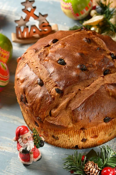 Panettone Tradizionale Torta Natalizia Italiana Ricetta Artigianale Milanese Primo Piano — Foto Stock