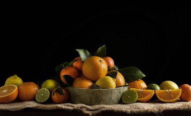 yığın çeşitli Narenciye meyve, meyve zengin C vitamini ve antioksidan - portre