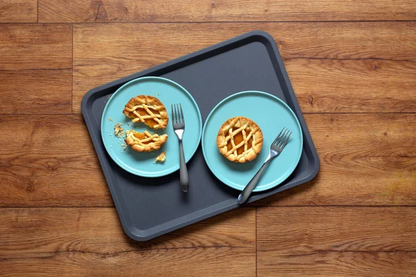 Small Apricot Jam Tarts Breakfast Closeup — Stock Photo, Image