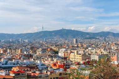 Barselona' nın panoramik havadan görünümü, Katalonya, İspanya