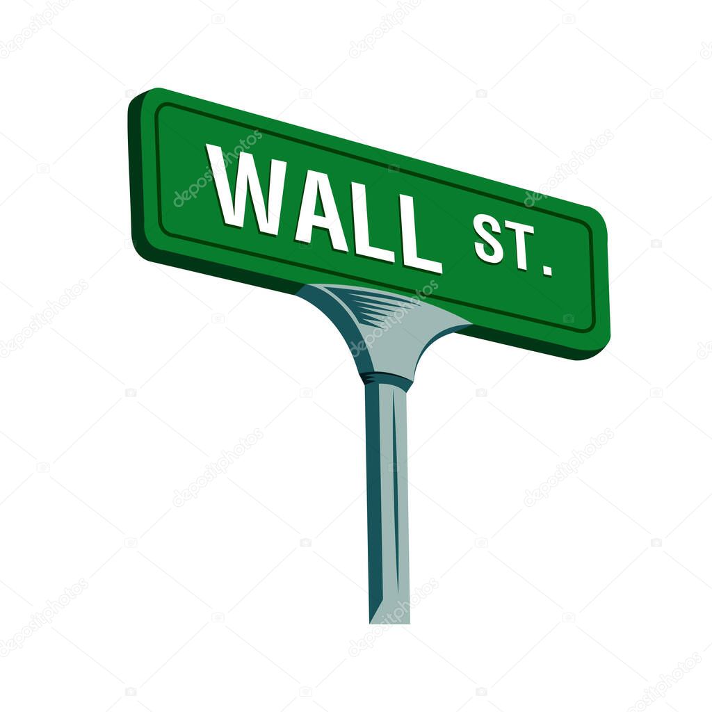 Wall street sign in New York, vector illustration. EPS 10