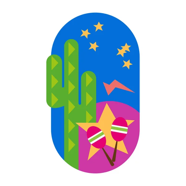 Fondo cactus México verde, vector aislado sobre fondo blanco . — Archivo Imágenes Vectoriales