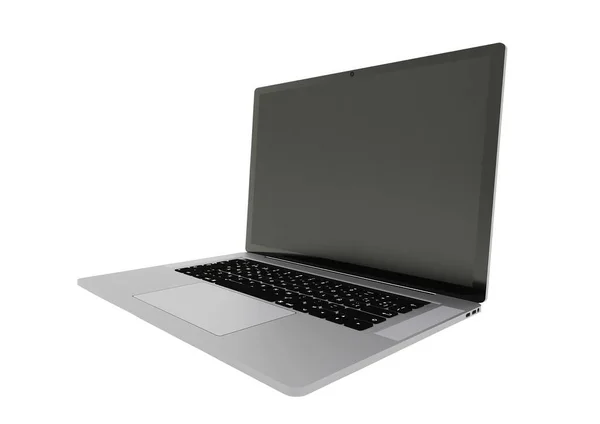 Oldalsó nézet Nyílt laptop számítógép. Laptop elszigetelt fehér alapon. — Stock Fotó