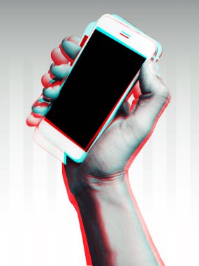 Bir telefon bir aksaklık etkisi - Internet güvenlik kavramı ile tutarak el yakın çekim