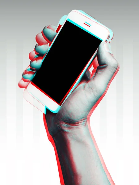 Bir telefon bir aksaklık etkisi - Internet güvenlik kavramı ile tutarak el yakın çekim