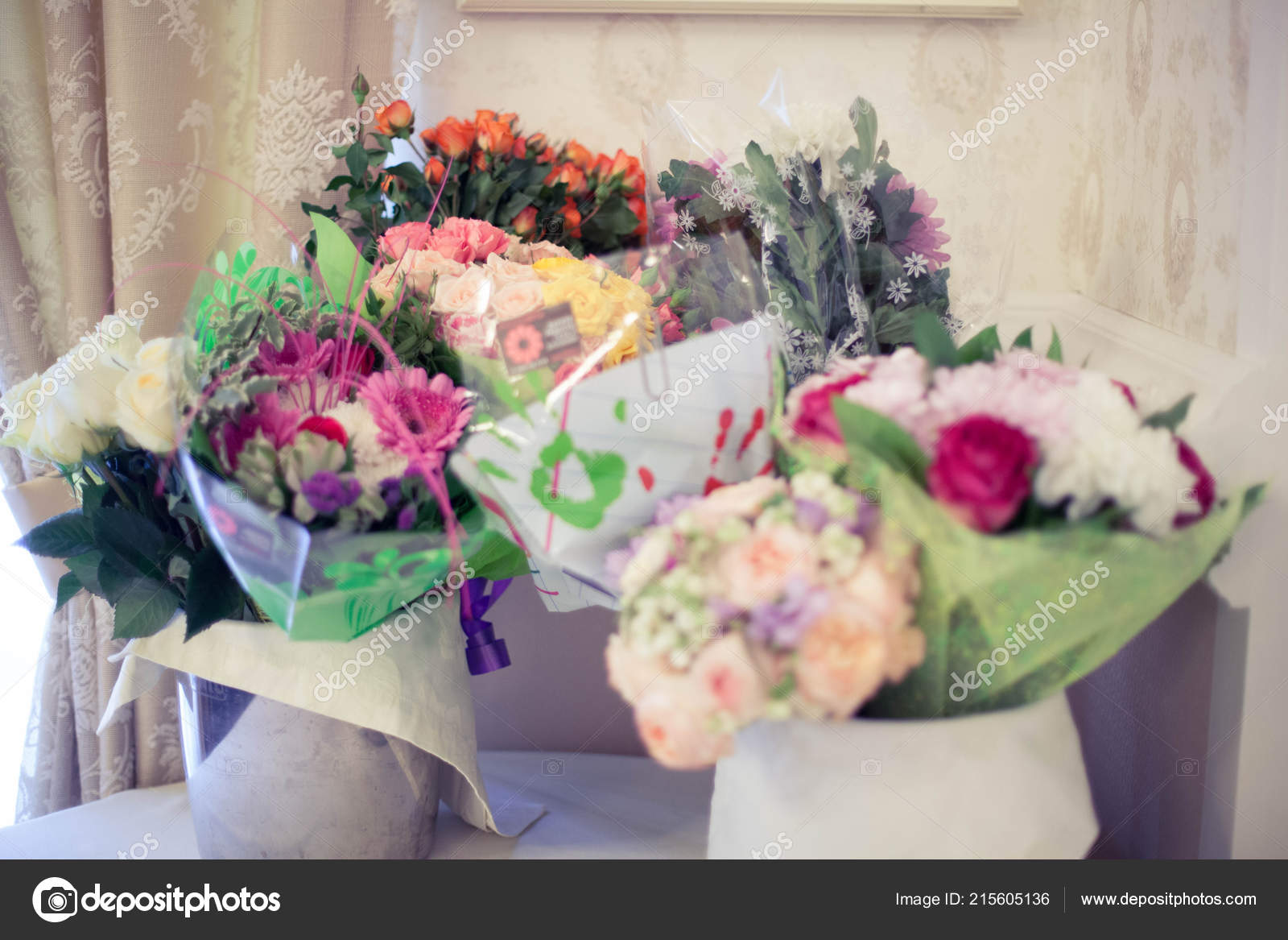 Wedding Bouquets Vases Table Stock Photo C Thepushba 215605136
