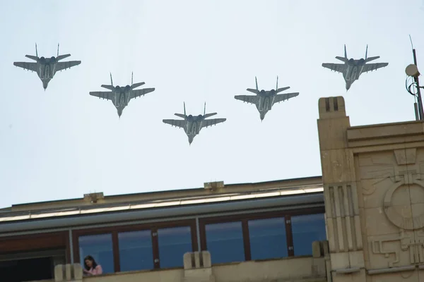 Group Military Aircraft Flies Sky — Stock Photo, Image