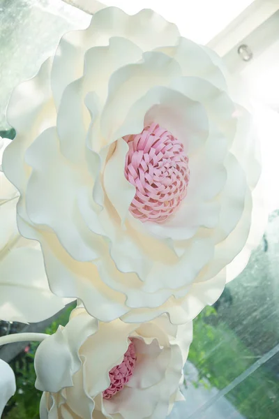 Різнокольорові Паперові Квіти Людському Зростанні — стокове фото