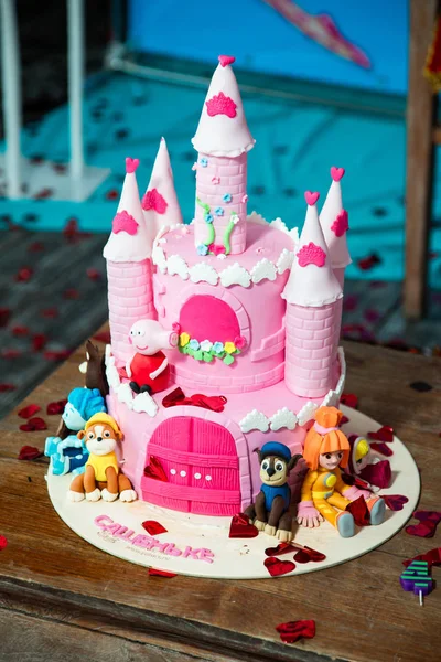 Bolo Forma Castelo Aniversário — Fotografia de Stock