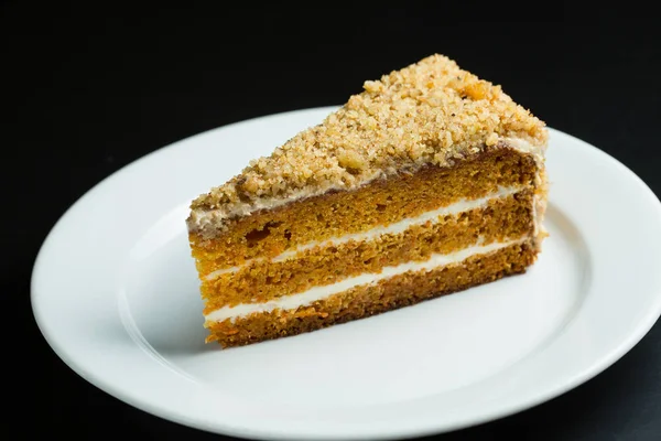 Шматочок Морквяного Торта Тарілці — стокове фото