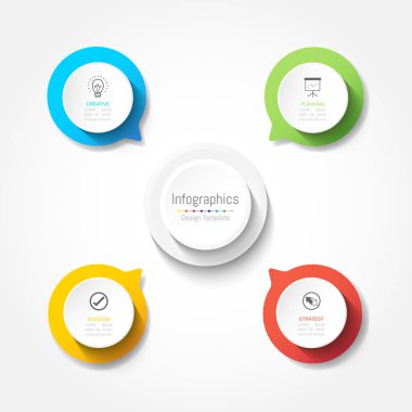 Infographic tasarım öğeleri iş verilerinizi 4 seçenekleri, parçalar, adımları, zaman çizelgeleri veya işlemler ile için. Vektör çizim.