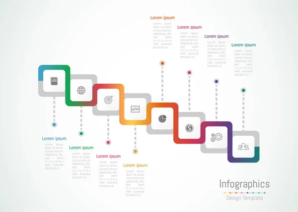 Infographic tasarım öğeleri iş verilerinizi 8 seçenekleri, parçalar, adımları, zaman çizelgeleri veya işlemler ile için. Vektör çizim.