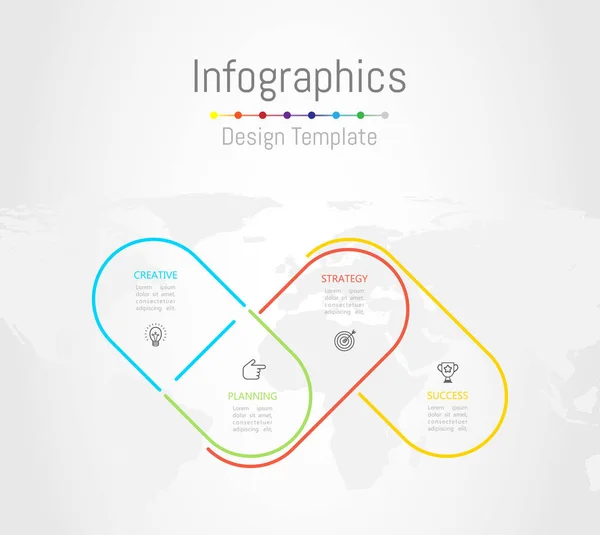 Infographic στοιχεία σχεδιασμού για τα επαγγελματικά δεδομένα με 4 επιλογές, τμήματα, βήματα, χρονοδιαγράμματα ή διαδικασίες. Παγκόσμιος Χάρτης αυτής της εικόνας επιπλωμένα από τη Nasa, εικονογράφηση διάνυσμα. — Διανυσματικό Αρχείο