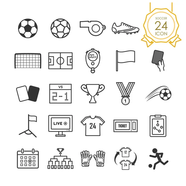 Uppsättning av fotboll eller fotboll ikonen på vit bakgrund, vektorillustration — Stock vektor