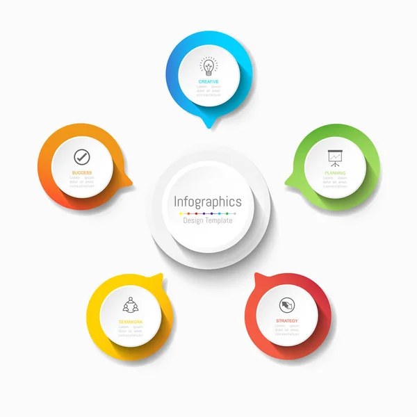 Infographic designelement för dina affärsdata med 5 alternativ, delar, steg, tidslinjer eller processer. Vektorillustration. — Stock vektor