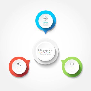 Infographic tasarım öğeleri iş verilerinizi 3 seçenekleri, parçalar, adımları, zaman çizelgeleri veya işlemler ile için. Vektör çizim.