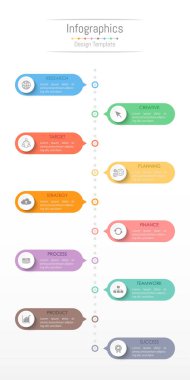 Infographic tasarım öğeleri iş verilerinizi 10 seçenekleri, parçalar, adımları, zaman çizelgeleri veya işlemler ile için. Vektör çizim.