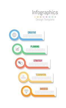 Infographic tasarım öğeleri iş verilerinizi 5 seçenekleri, parçalar, adımları, zaman çizelgeleri veya işlemler ile için. Vektör çizim.