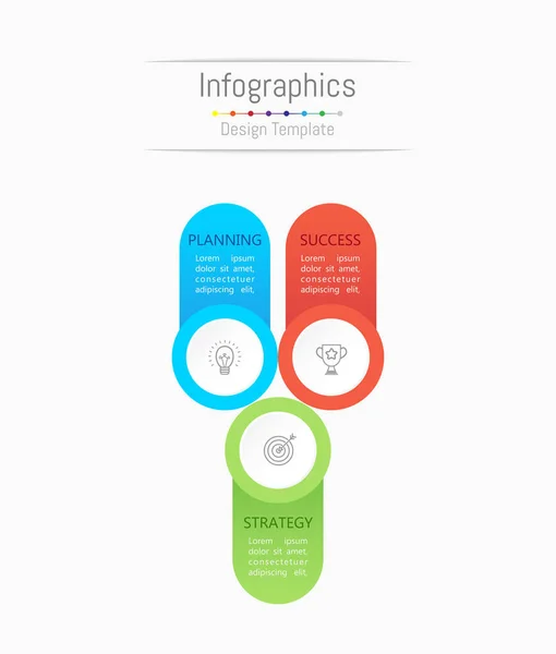 Infografische Gestaltungselemente für Ihre Geschäftsdaten mit 3 Optionen, Teilen, Schritten, Timelines oder Prozessen. Vektorillustration. — Stockvektor