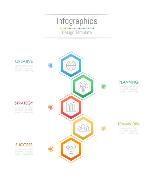 Elementos de design infográfico para seus dados de negócios com 5 opções, peças, etapas, cronogramas ou processos. Ilustração vetorial . — Vetor de Stock