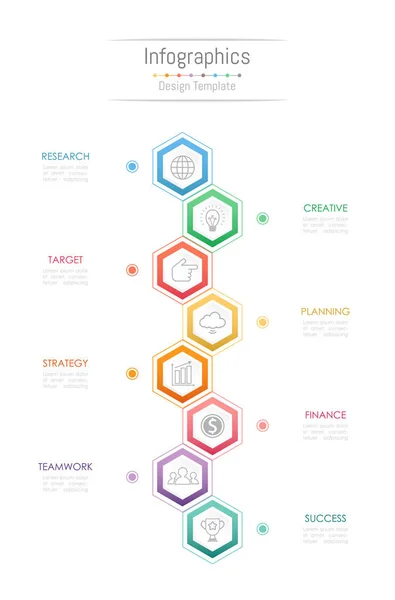 Infografika Elementów Projektu Danych Biznesowych Opcje Części Kroki Osi Czasu — Wektor stockowy