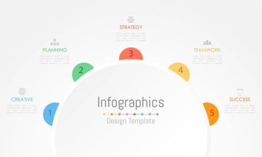 Infographic tasarım öğeleri iş verilerinizi 5 seçenekleri, parçalar, adımları, zaman çizelgeleri veya işlemler ile için. Vektör çizim.