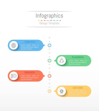 Infographic tasarım öğeleri iş verilerinizi 4 seçenekleri, parçalar, adımları, zaman çizelgeleri veya işlemler ile için. Vektör çizim.