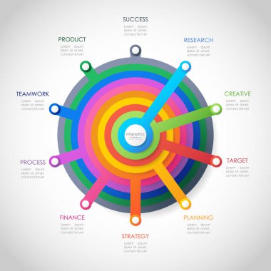 Infographic tasarım öğeleri iş verilerinizi 10 seçenekleri, parçalar, adımları, zaman çizelgeleri veya işlemler ile için. Vektör çizim.