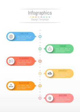 Infographic tasarım öğeleri iş verilerinizi 6 seçenekleri, parçalar, adımları, zaman çizelgeleri veya işlemler ile için. Vektör çizim.