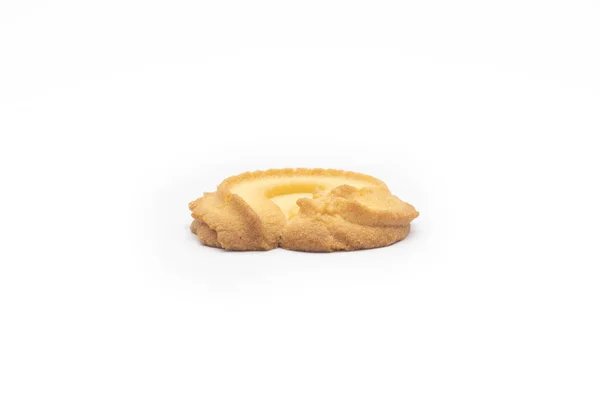 Één Kant Van Een Boter Cookie Witte Achtergrond — Stockfoto