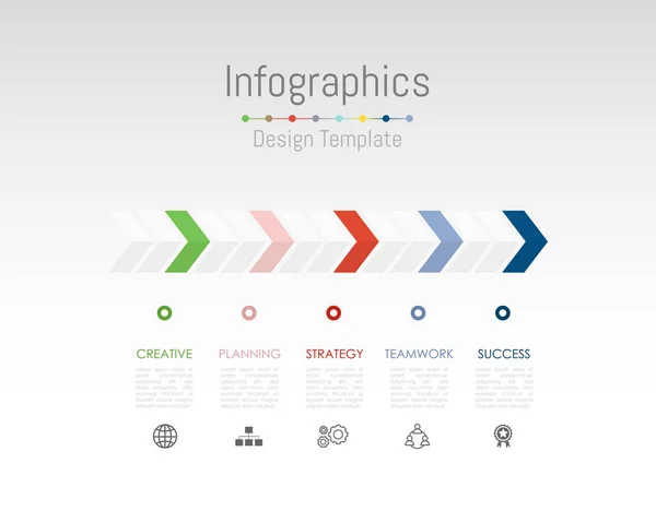 Infografische Gestaltungselemente für Ihre Geschäftsdaten mit 5 Optionen, Teilen, Schritten, Timelines oder Prozessen. Vektorillustration. — Stockvektor