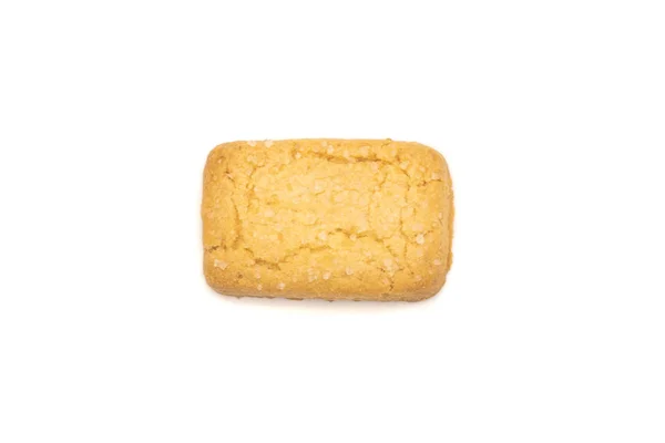 Bovenaanzicht Van Een Boter Cookie Witte Achtergrond — Stockfoto