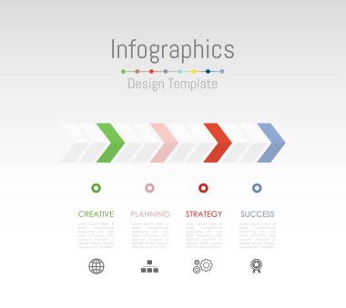 Infographic tasarım öğeleri iş verilerinizi 4 seçenekleri, parçalar, adımları, zaman çizelgeleri veya işlemler ile için. Vektör çizim.