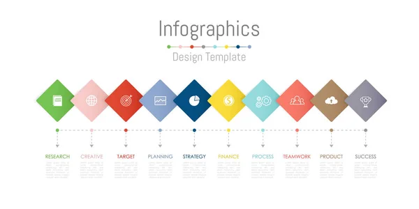 Infographic tasarım öğeleri iş verilerinizi 10 seçenekleri, parçalar, adımları, zaman çizelgeleri veya işlemler ile için. Vektör çizim.