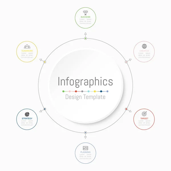 Elementos de diseño infográfico para sus datos empresariales con 6 opciones . — Archivo Imágenes Vectoriales