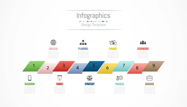 Elementos de diseño infográfico para sus datos empresariales con 9 opciones . — Archivo Imágenes Vectoriales