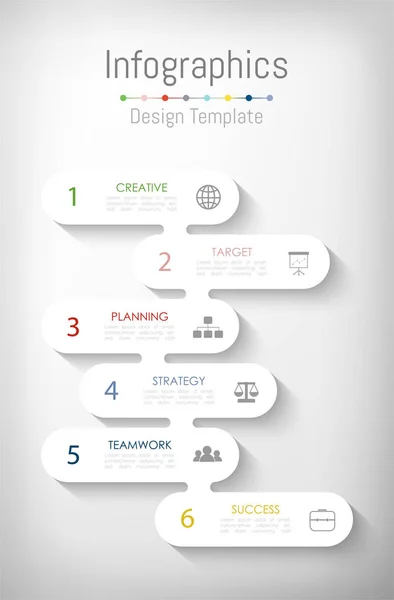 Infographic ontwerpelementen voor uw bedrijfsgegevens met 6 opties. — Stockvector