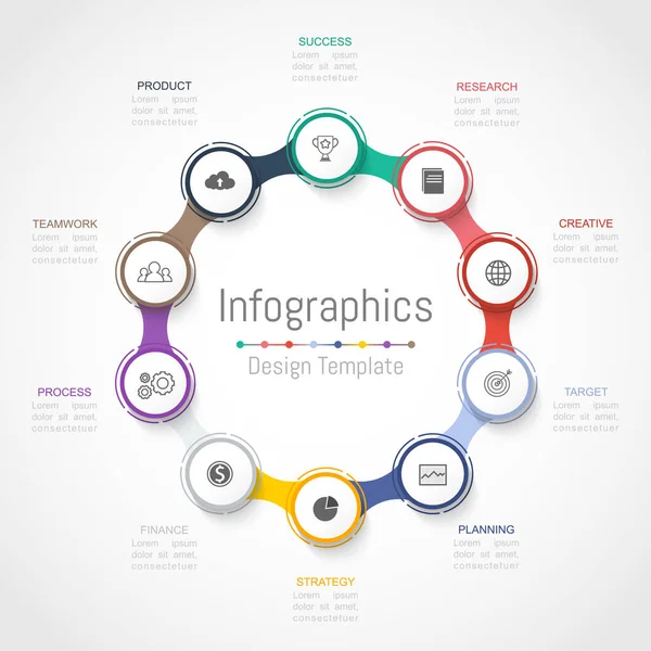 Elementos de diseño infográfico para sus datos empresariales con 10 opciones . — Vector de stock