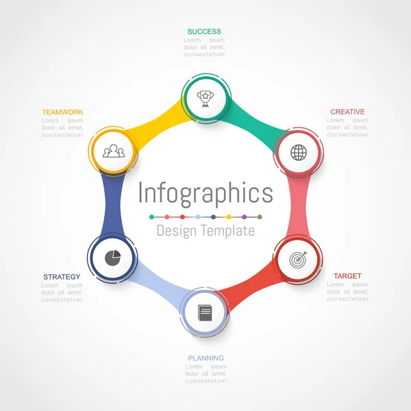 Infographic látványelemeket 6 lehetőségeket az üzleti adatok a. — Stock Vector