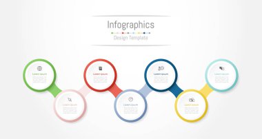 Infographic tasarım öğeleri iş verilerinizi 7 seçenekleri, parçalar, adımları, zaman çizelgeleri veya işlemleri ile için. Vektör çizim.